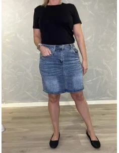 Blå denim kort denim nederdel med lynlås til kvinder – Design by TIPPY