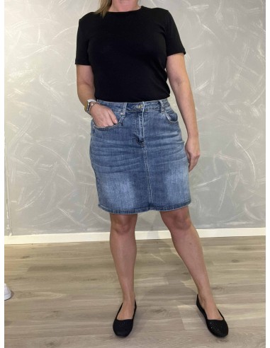 Blå denim kort denim nederdel med lynlås til kvinder – Design by TIPPY