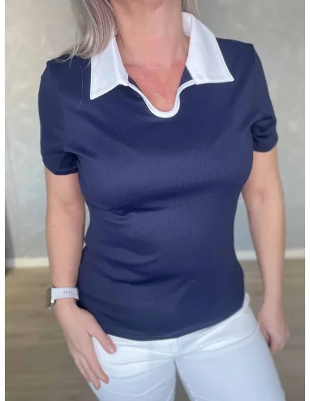 Polokrave på navy t-shirt til kvinder – TIPPY