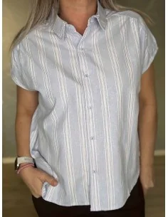 Sky stribet box skjorte til kvinder – Design by TIPPY” 2