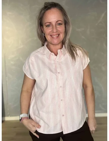 Rosa stribet box skjorte til kvinder – Design by TIPPY