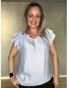 Sky bluse med smock hals til kvinder – Design by TIPPY