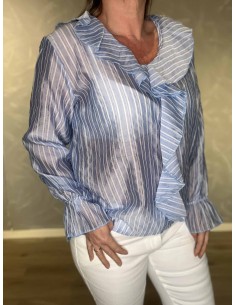 Sky bluse med flæser og striber til kvinder – TIPPY Italian Select 2