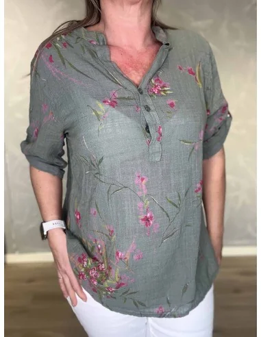 Bagside af grøn skjortebluse til kvinder – TIPPY