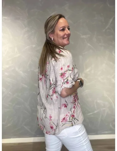Bagside af beige skjortebluse til kvinder – TIPPY