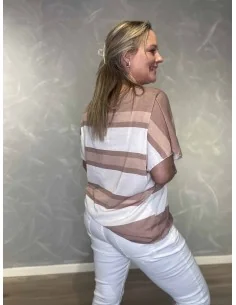 Brun stribet bomulds bluse til kvinder – TIPPY collection 2
