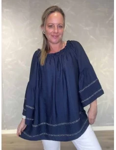 Navy tunika med sølv kant til kvinder – TIPPY collection