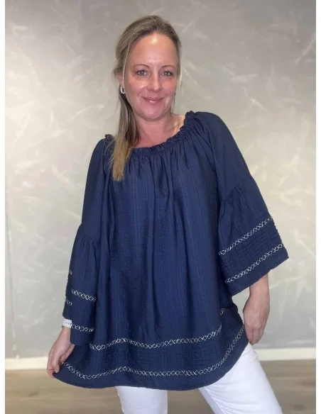 Navy tunika med sølv kant til kvinder – TIPPY collection