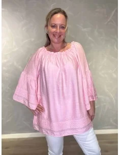 Rosa tunika med sølv kant til kvinder – TIPPY collection
