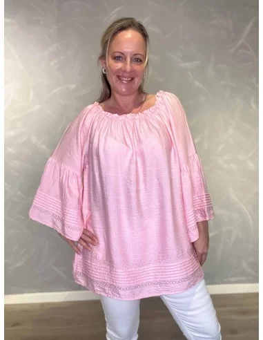 Rosa tunika med sølv kant til kvinder – TIPPY collection
