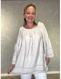 Sand tunika med sølv kant til kvinder – TIPPY collection