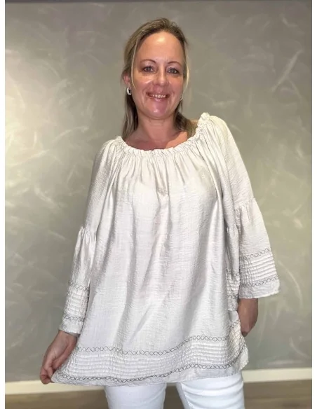 Sand tunika med sølv kant til kvinder – TIPPY collection