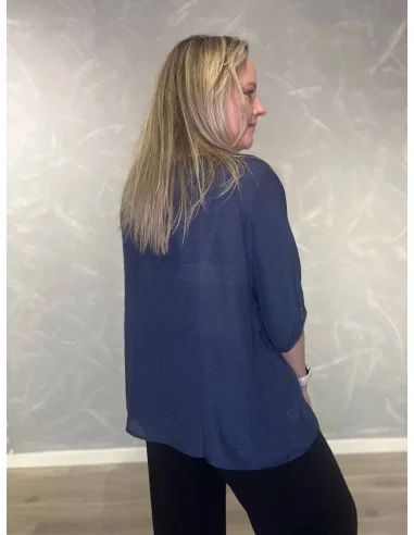 Bagside af navy bluse til kvinder – TIPPY