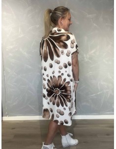 Hvid kjole med brun boble print til kvinder – TIPPY collection 2