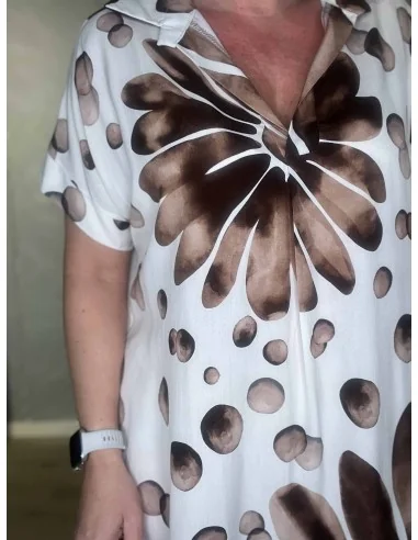 Boble print på hvid kjole – TIPPY