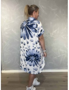 Hvid kjole med blå boble print til kvinder – TIPPY collection 2