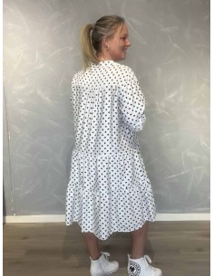 “Hvid A-kjole med blå hjerteprint til kvinder – TIPPY collection 2