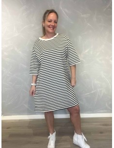Sort/hvid sweatkjole med striber til kvinder – TIPPY Collection