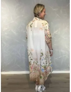 Sand/beige kjole med blomsterkanter til kvinder – TIPPY Collection 2