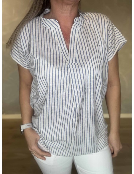 Kina krave på jeans t-shirt med mellem striber – TIPPY