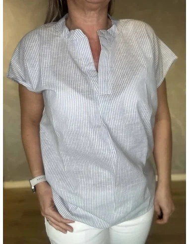 Kina krave på sky t-shirt med små striber – TIPPY