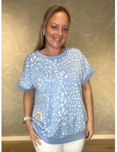Sky sweatbluse med leo print til kvinder – TIPPY Collection