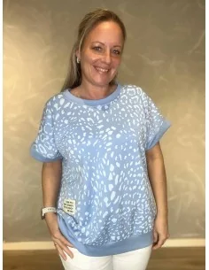 Sky sweatbluse med leo print til kvinder – TIPPY Collection