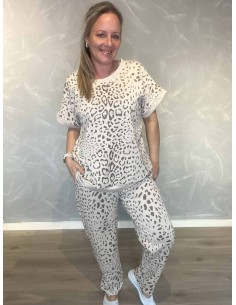 Beige sweatbukser med leo print til kvinder – TIPPY Collection 2