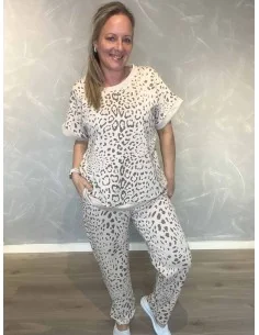 Beige sweatbukser med leo print til kvinder – TIPPY Collection 2
