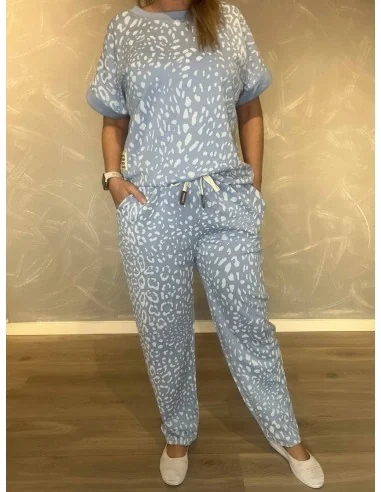 Sky sweatbukser med leo print til kvinder – TIPPY Collection