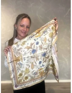 “Beige tørklæde med blomsterprint til kvinder – TIPPY Italian Select 2