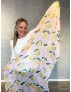 Rosa tørklæde med citron print til kvinder – TIPPY Italian Select 2
