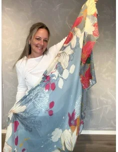 Blå mix tørklæde med print til kvinder – TIPPY Italian Select 2