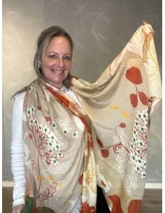 Beige mix tørklæde med print til kvinder – TIPPY Italian Select