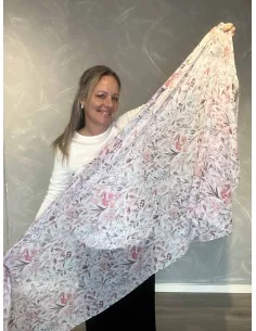 Off white langt tørklæde med rosa blomster til kvinder – TIPPY Italian Select 2