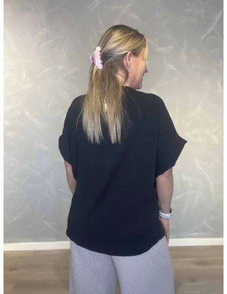 Bagside af sort bluse til kvinder – TIPPY