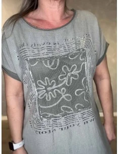 Army kjole med sølvprint til kvinder – Tippy Collection 2