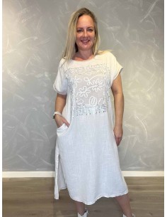 Sand kjole med sølvprint til kvinder – Tippy Collection