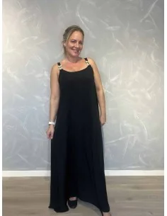 Sort kjole med guldspændestrop til kvinder – Tippy Italian Select