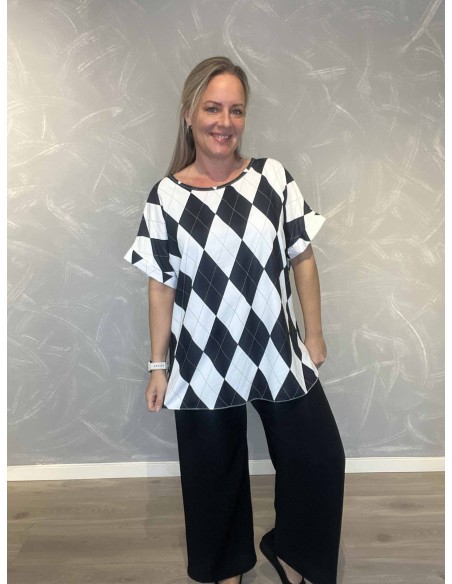 Sort sæt med harlekin mønster til kvinder – Tippy Collection
