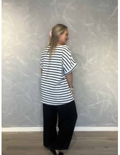 Sort sæt med stribet bluse til kvinder – Tippy Collection 2