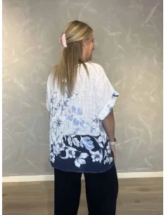 “Navy bluse med blomster og halskæde til kvinder – Tippy Italian Select 2