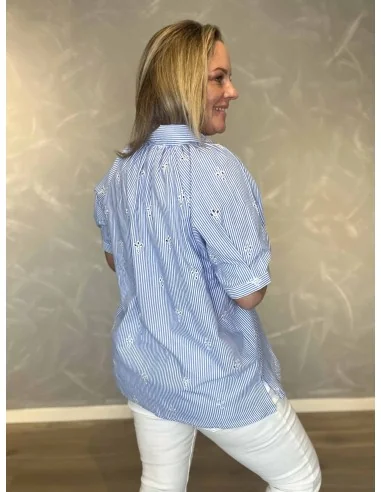 Bagside af blå skjorte til kvinder – TIPPY