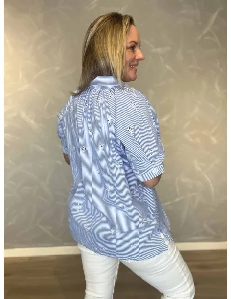 Bagside af blå skjorte til kvinder – TIPPY