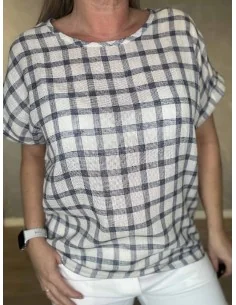 Storternet bluse i hvid og navy til kvinder – Design by Tippy 2