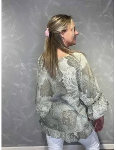 Grøn bluse til kvinder med klokkeærmer og broderi – Tippy Collection TIPPY 2