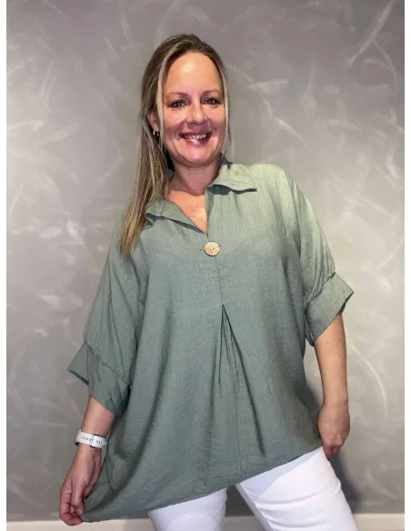 Grøn bluse med fald til kvinder – TIPPY Collection