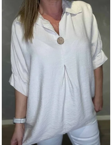 Knap på sand bluse – TIPPY