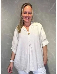 Sand bluse med fald til kvinder – TIPPY Collection