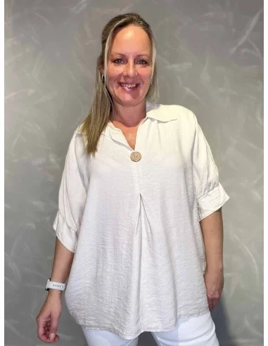 Sand bluse med fald til kvinder – TIPPY Collection